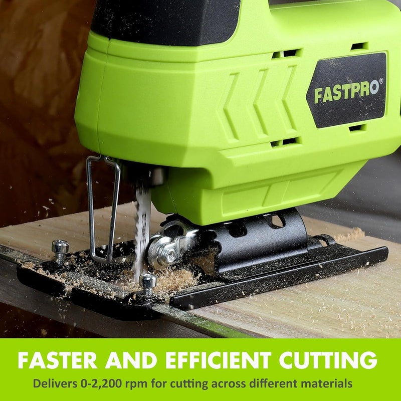 FASTPRO 12V Cordless Jig Saw Kit, Electric Jigsaw with 10pcs Blades & Edge Guide, Included 1.5 Ah Battery, Charger and Storage Case - Image 2